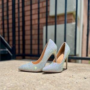 Liliana Silver Rhinestone Heels for Formal Occasions and Bridal